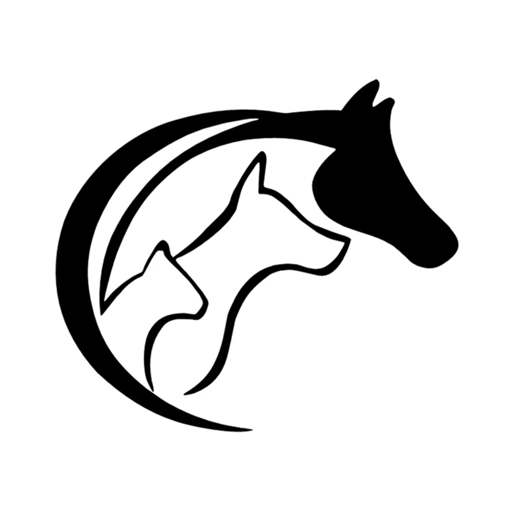 

12.7X11CM Animal Lovers Theme Vinyl Decal, Multi-Pet Sticker for SUV Truck Van Laptop Water Bottle, Auto Exterior Decor