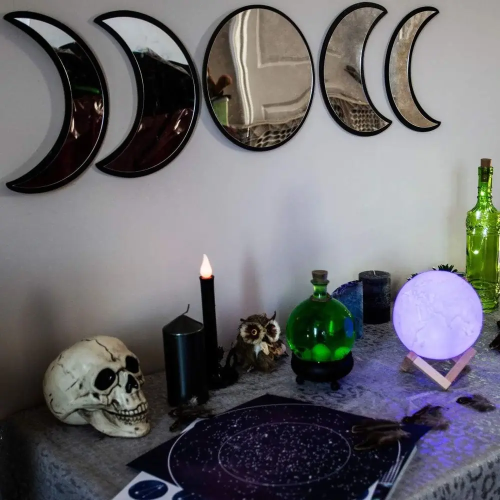 

Moon Mirror – Announcing Love Gothic and Boho Home Wall Decor - Glass Moon Phase Mirror Set with Crystal Clear Relection - Moon