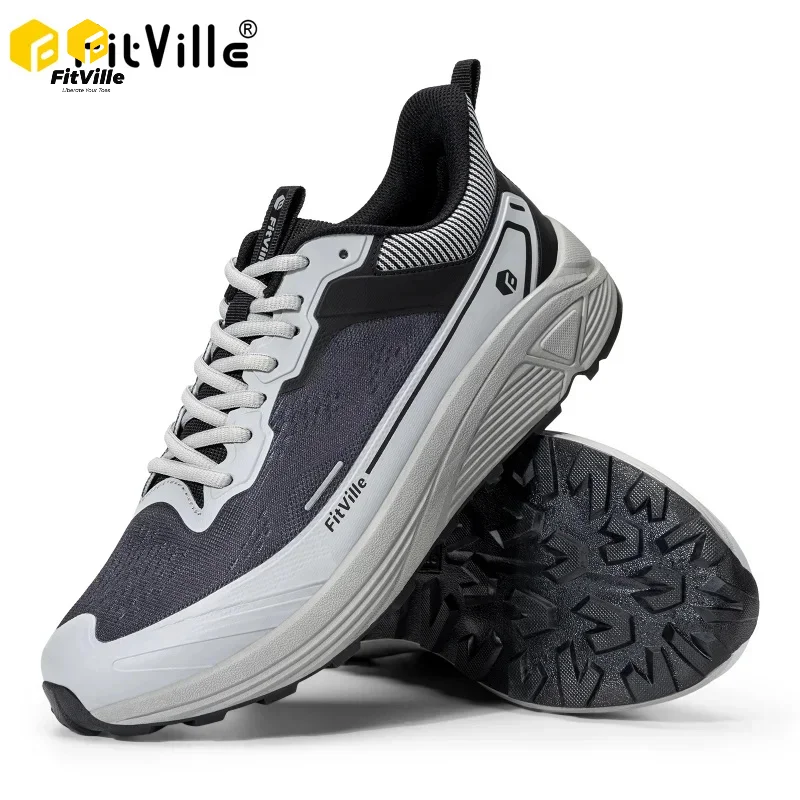 FitVille Wide Walking-Schuhe für Herren, rutschfeste, leichte Trail-Laufschuhe, gepolsterte, sportliche Herren-Sneaker mit Fußgewölbestütze