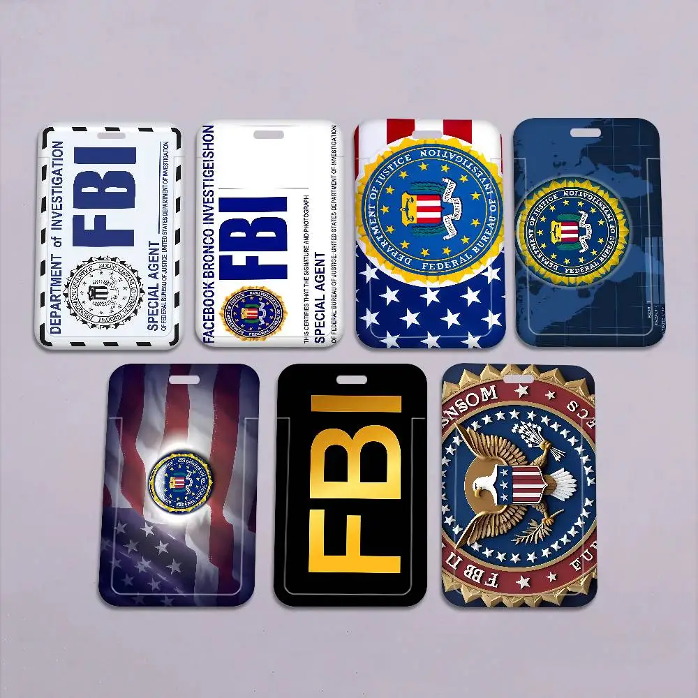Tarjeta de Trabajo Clásica de la Agencia Federal F-FBI con Cordón, Porta Tarjetas de Identificación, Funda Protectora, para Tarjetas de Crédito y de Negocios