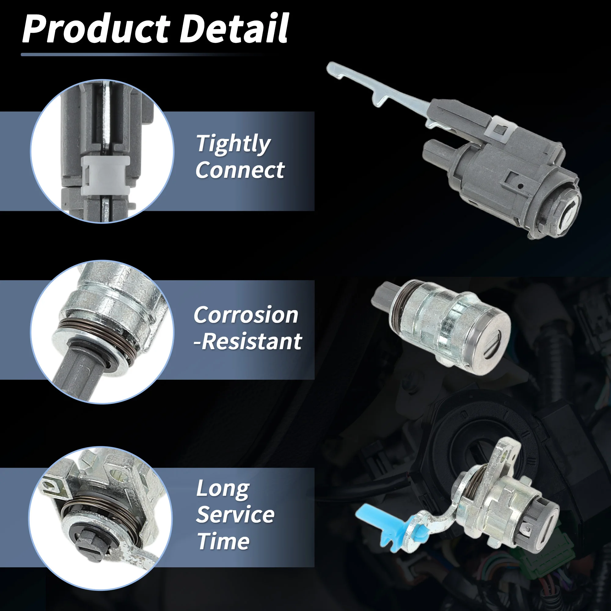 UXCELL No.06351TE0A11 Ignition Lock Cylinder and Door Trunk Lock Ignition Switch Cylinder W/ Remote Key (with Chip)