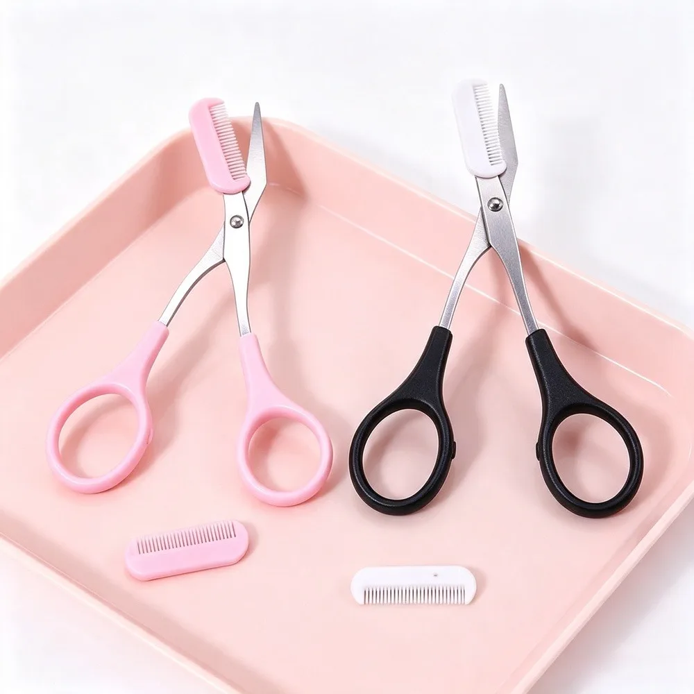 Eyebrow Scissors with Comb, Portable Facial Hair Trimming Scissors, Precision Beauty Tool for Eyebrow Shaping, 3 Pack, Random Colors