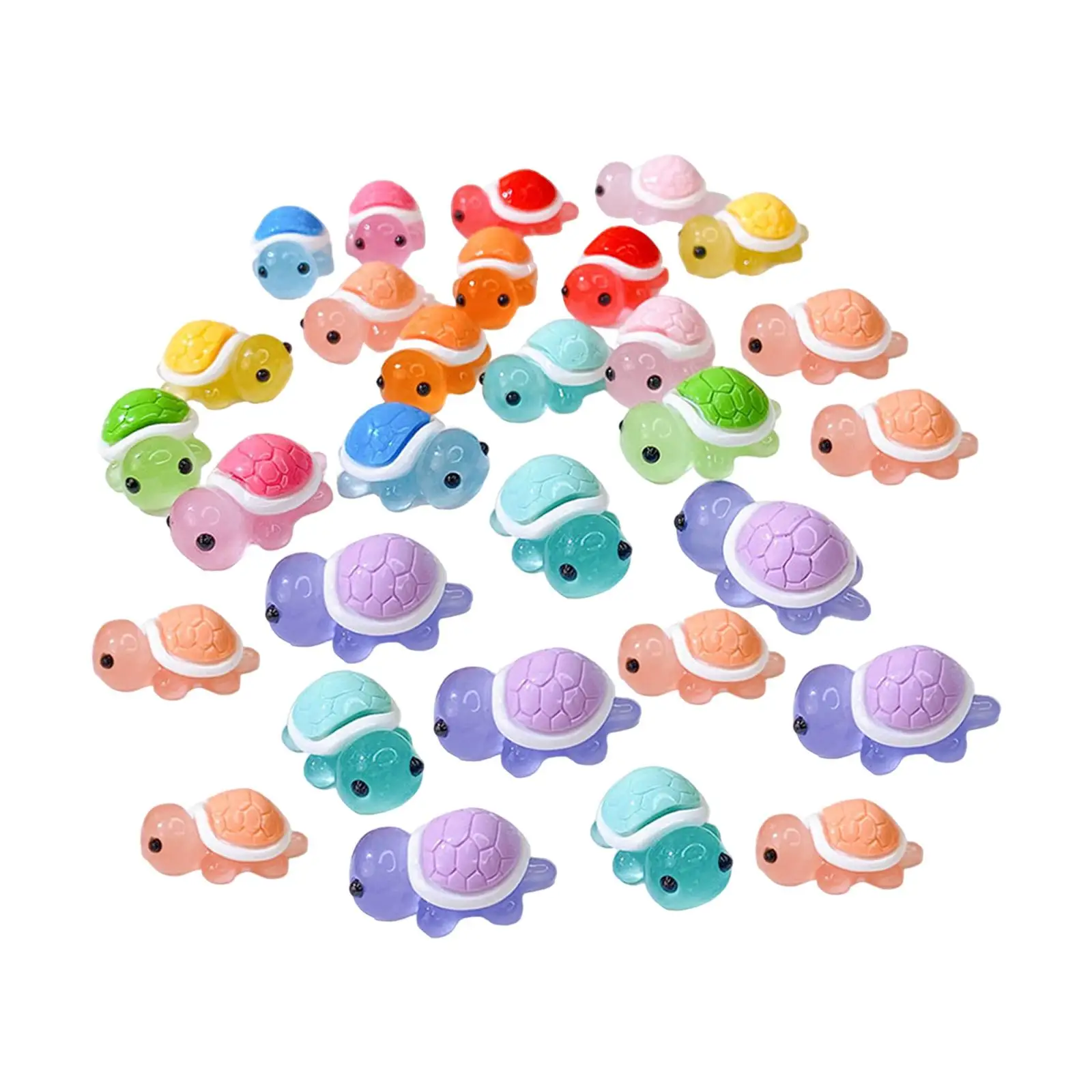 30Pcs Mini Resin Turtle Tiny Figure Fairy Garden Fish Tank Turtle Cute Micro Landscape Ornaments Set Miniature Figurines