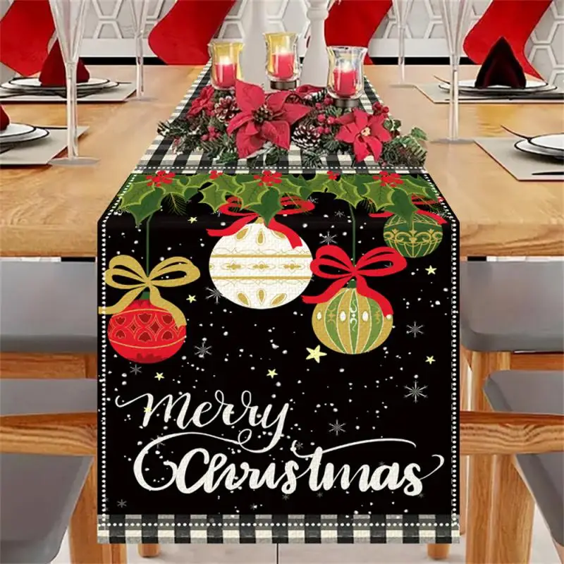 Winter Table Mats Dark Wood Table Decor Placemats Festive Christmas Linen Table Mat Santa Claus Snowman Pattern Heat Resistant