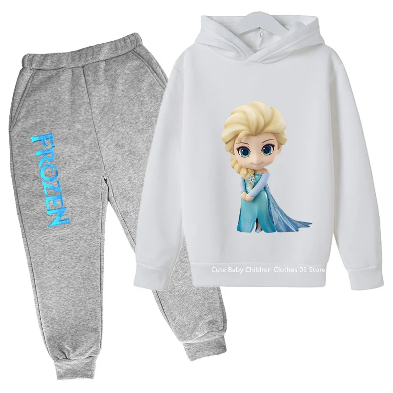 New Frozen Hoodie Set Kids Hooded Sportswear Girls Clothing Baby Boys Elsa Clothes 2 5 6 7 8 9 10 11 12 13 12 Y