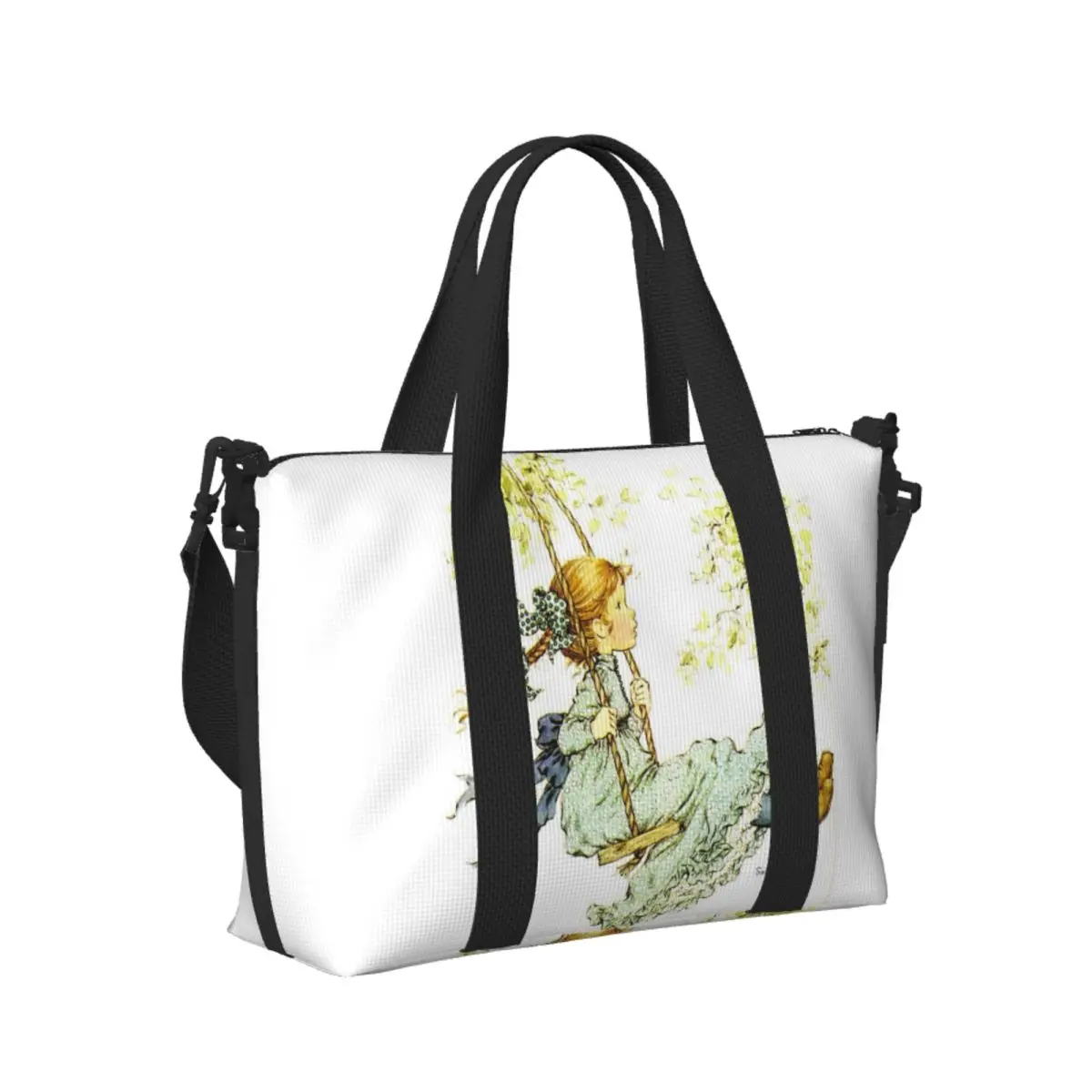 

Пользовательские Sarah Kay Swing Girl Пляжная дорожная сумка Большая вместительная сумка-тоут для спортзала Спортивная женская дорожная сумка для покупок