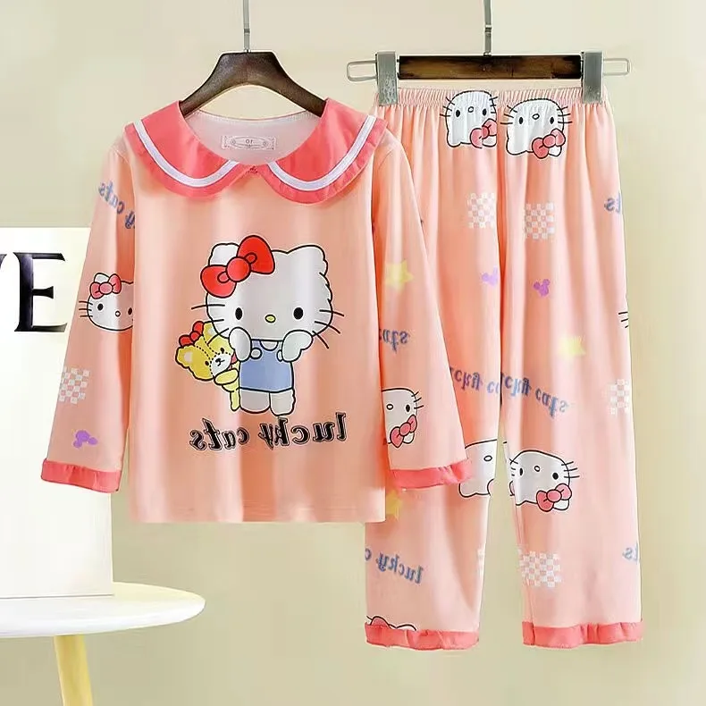 Set pigiama per ragazze Hello Kitty Set di indumenti da notte comodi e morbidi stile principessa Set di vestiti per la casa alla moda di alta