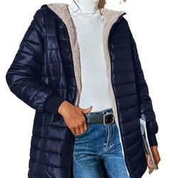 2024 Winnter New Midlong Quilted Jacket Women Loose Thickened Down Jacket Zippers Hooded Casual Jackets High Quality Clothing