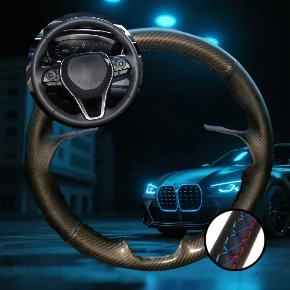 

Customized Car Steering Wheel Cover For Toyota Avalon Camry Crown Corolla 2018-2019 Car Accessories Hand-sewn Steering Wrap