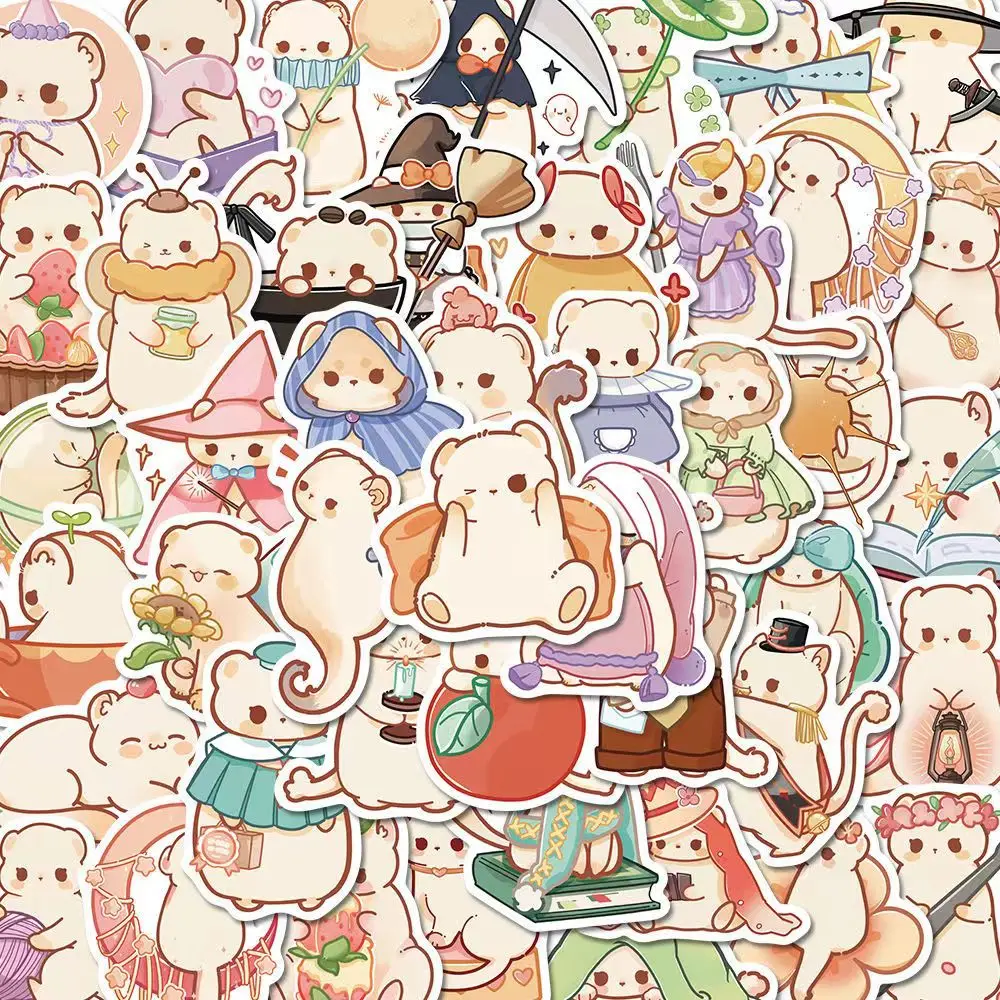 

50PCS Cute Animal Ferret Sticker Home Decoration DIY Laptop Car Cup Motorcycle Luggage Helmet Waterproof PVC Kids Toy Decal