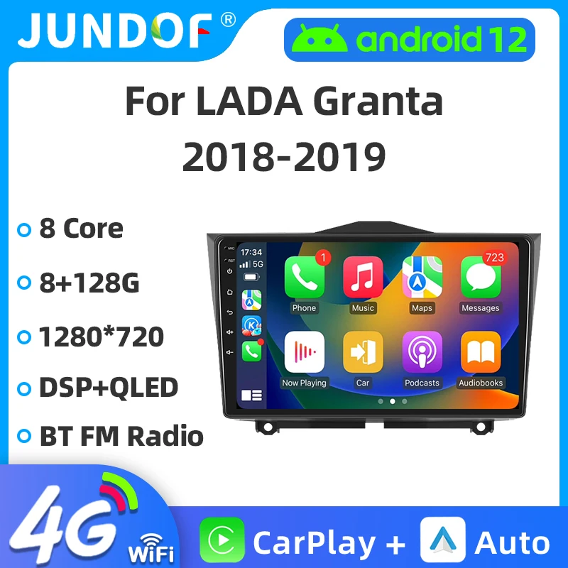 

Android 12 Wireless Carplay Android auto Car Radio for LADA Granta BA3 2018 2019 GPS navigation DSP multimedia player 2din 4G