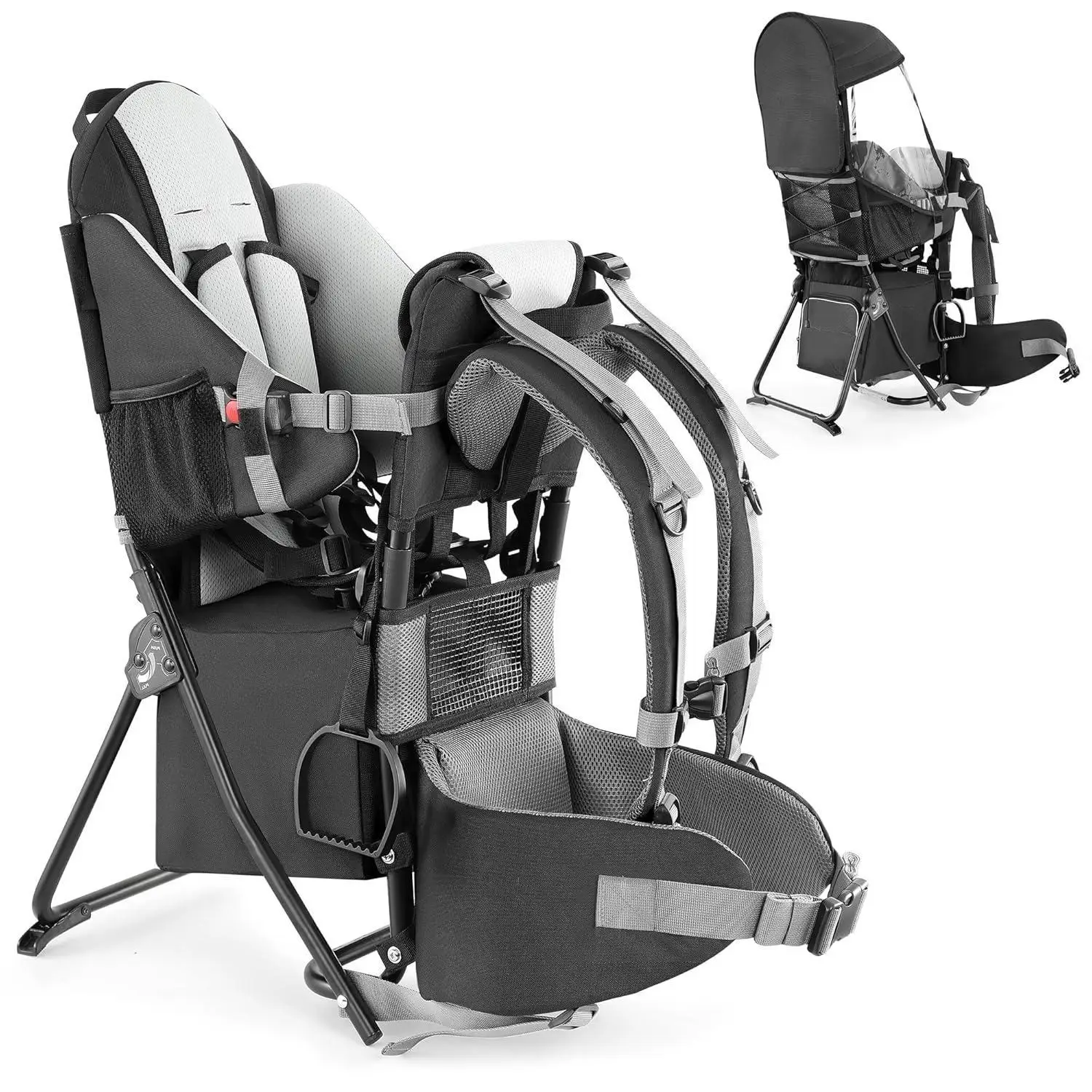 

Рюкзак-переноска для детского рюкзака, походный рюкзак для малышей с безопасным сиденьем на 3 высоты, регулируемыми ремнями и поясным ремнем, складная рама