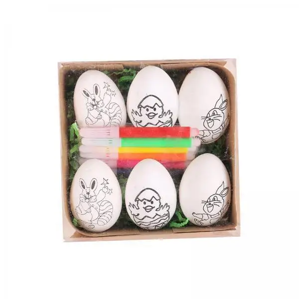 2-6pack Easter Eggs Cartoon Paintable for Photo Props Easter Baskets Family