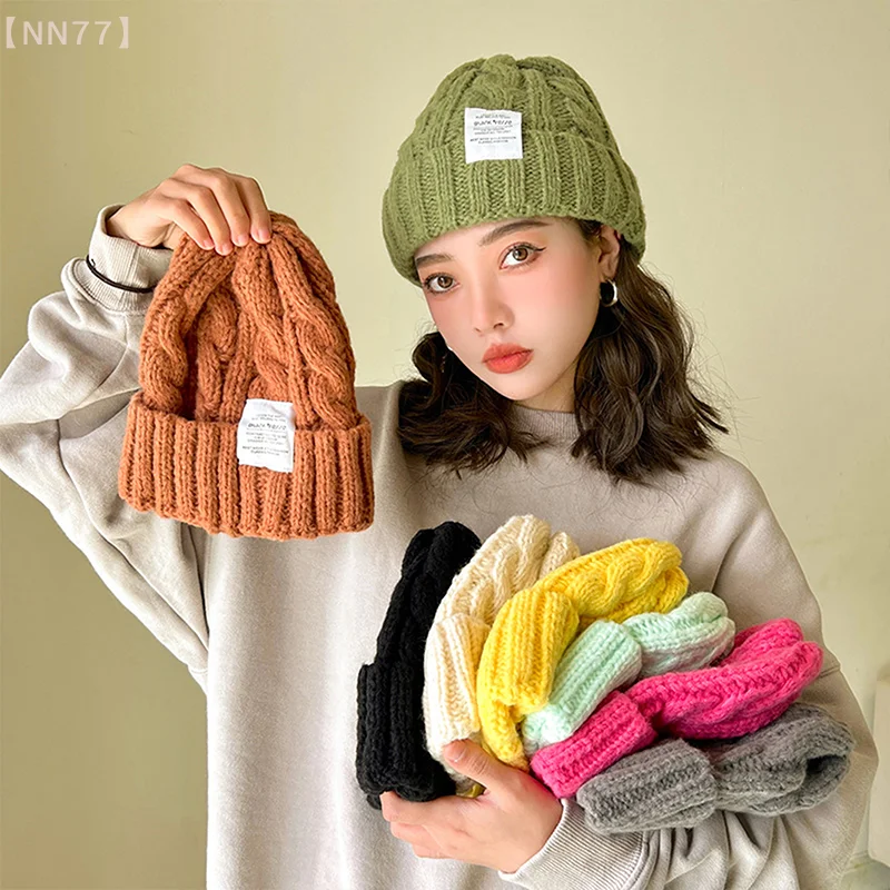 New Women's Winter Hat 2024 Beanie Hats For Woman Knit Cap Fashion Warm Wool Couple Cap Bonnet Female Winter Twist Female Bonnet