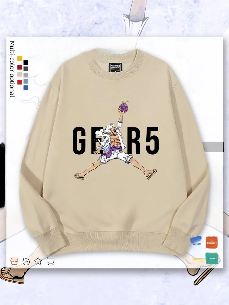 

Толстовка Youth Hoodie Fce Lined Loose Fit Winter Clothing с изображением Луффи Ника в образе Бога Солнца (Пять уровней)