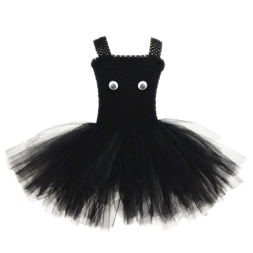 

1 комплект, платье-пачка для девочек на Хэллоуин, заколка для волос в виде паука, праздничный костюм без рукавов, карнавальный наряд для косплея, платье для девочек на Хэллоуин