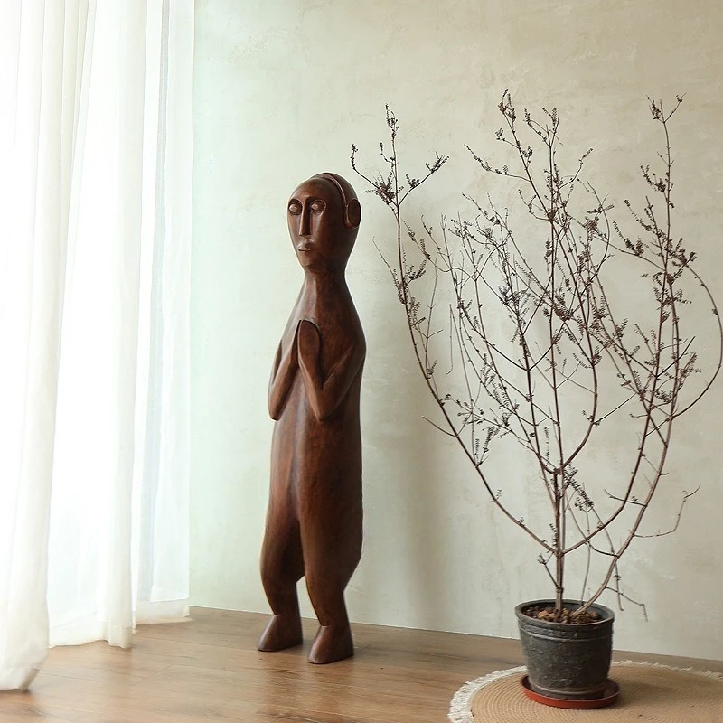 Wood carving ornaments, character carving exotic decoration wabi sandy wind homestay matching