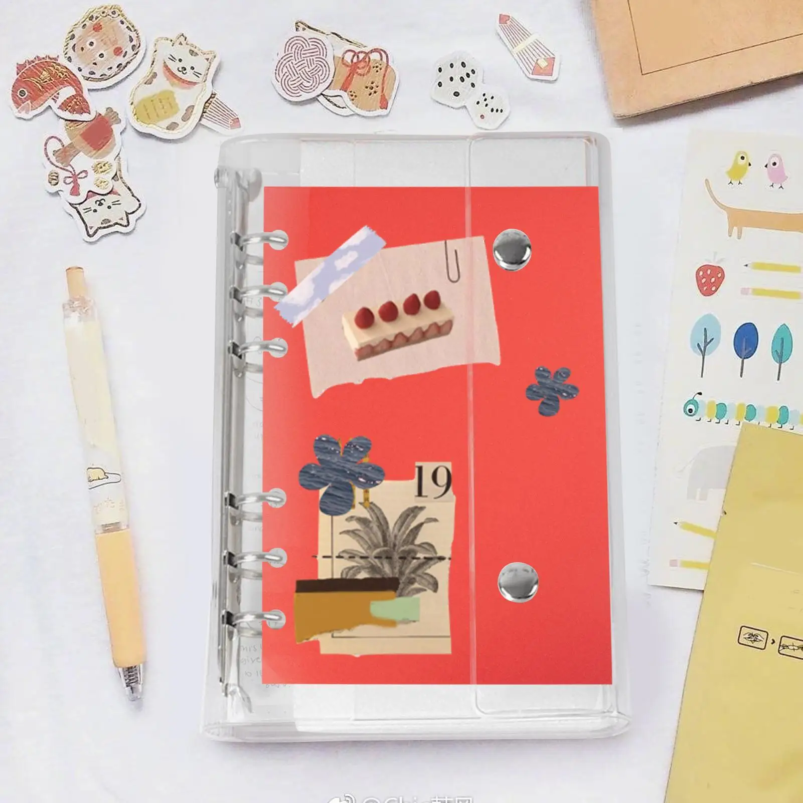 Picture 6: 6-Ring PVC Binder Cover, Clear A6/A7 Notebook Closure for Loose Leaf Folder Photocard Scrapbook Photo Document Budget Organizer