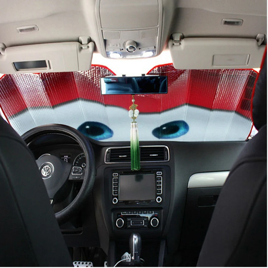 Aluminium Foil Color Cartoon Big Eyes Car Windshield Sunshade Sun Visor Covers