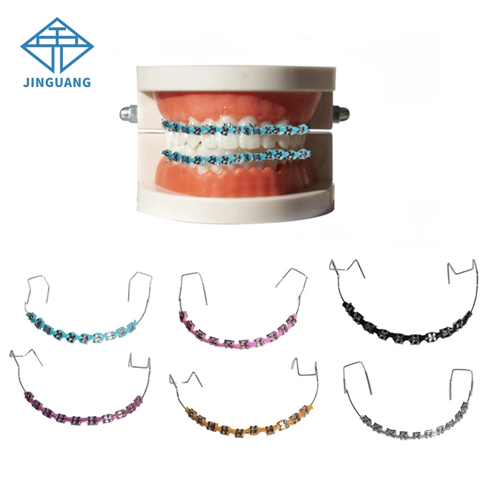 5 Pair High Quality Fashion Braces Colorful Tooth Decoration With Metal Wires Metal Bracket Orthodontic Ligature Ties