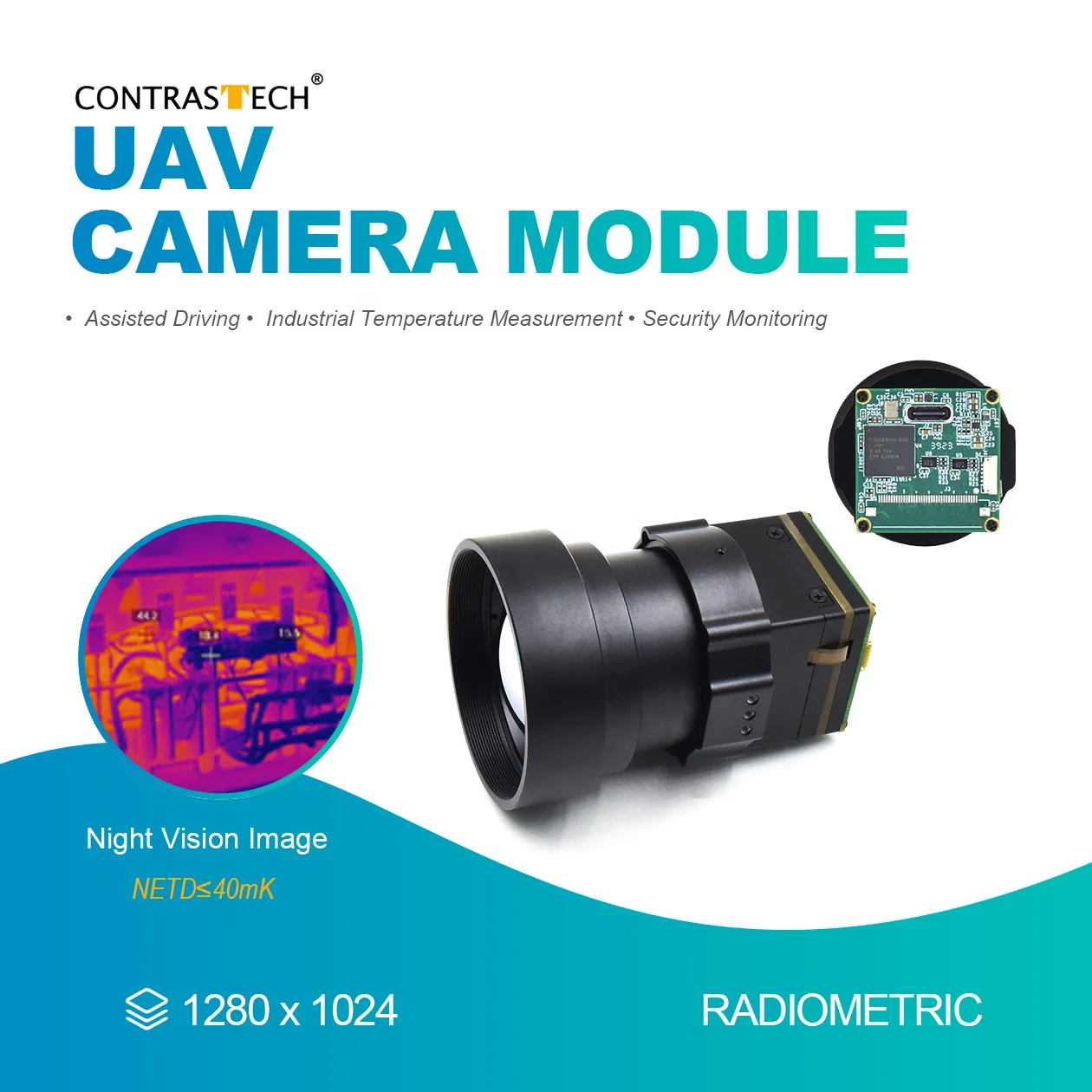 High Resolution 1280x1024 30Hz Radiometric LWIR Thermal Camera Module Integrated Into  Payloads