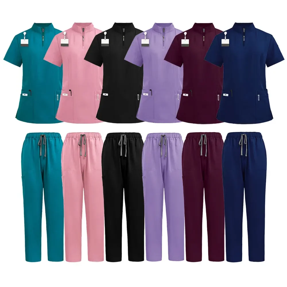 Wholesale Women Wear Scrub Suits Hospital Doctor Working Uniform Medical Surgical Multicolor Unisex Uniform Nurse Accessories