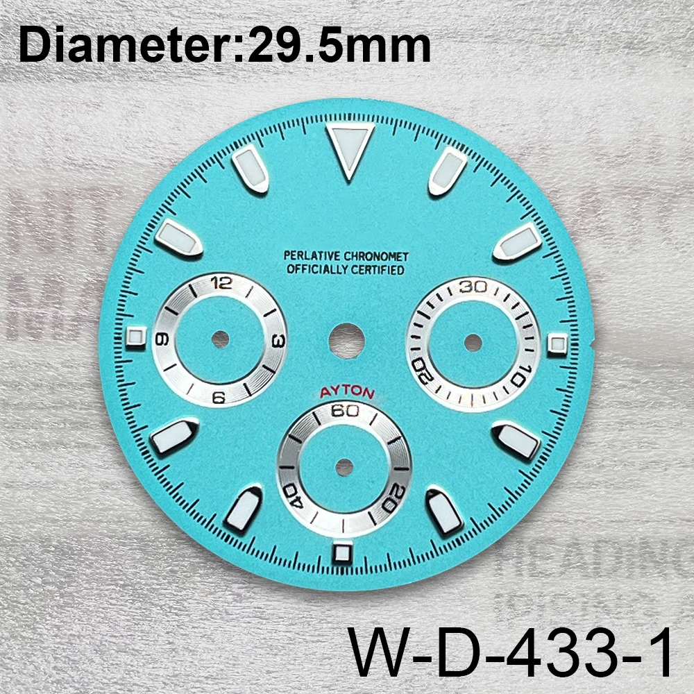 29.5mm S Logo DTN Panda Dial Fit VK63 movimento verde luminoso accessori per la modifica dell\'orologio