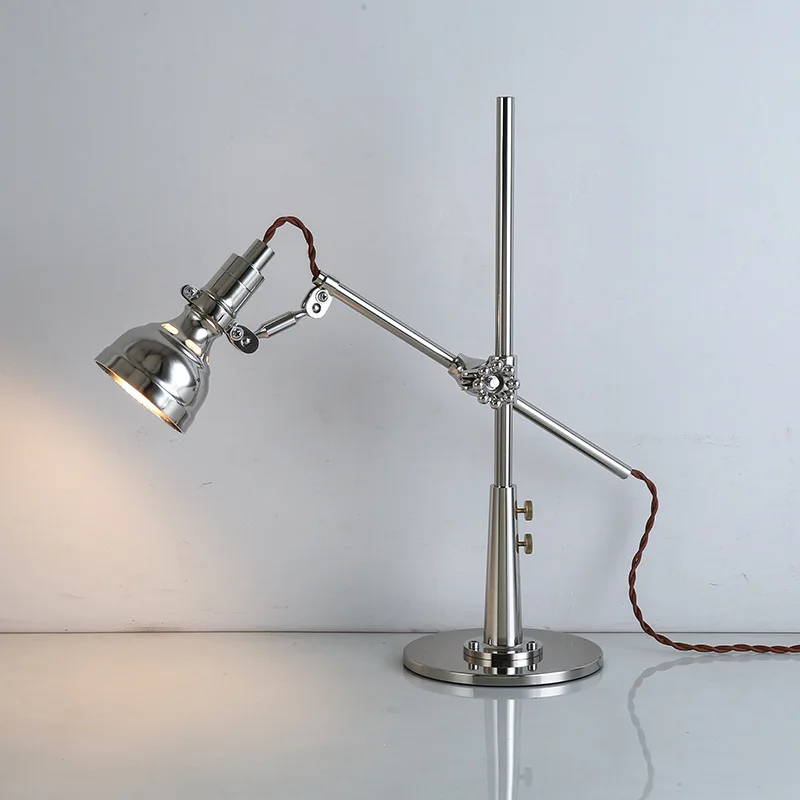 

Retro rocker arm telescopic table lamp, industrial wind up and down folding rotating reading clip table lamp