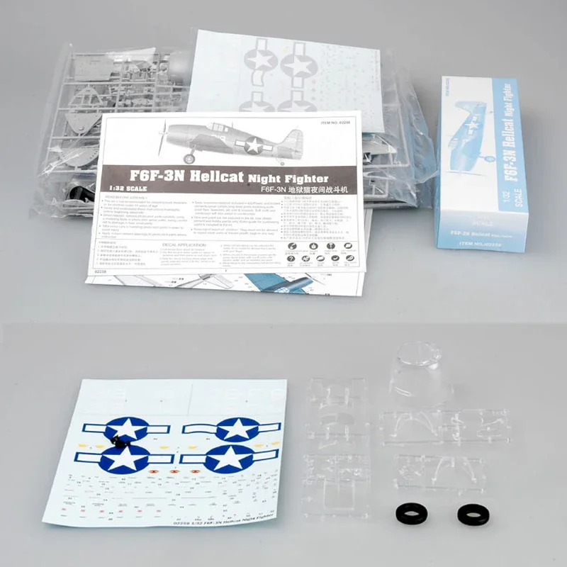 1/32 modelo de montagem trompetista 02258 F6F-3N Hellcat Night Fighter Kit de modelo de aeronave