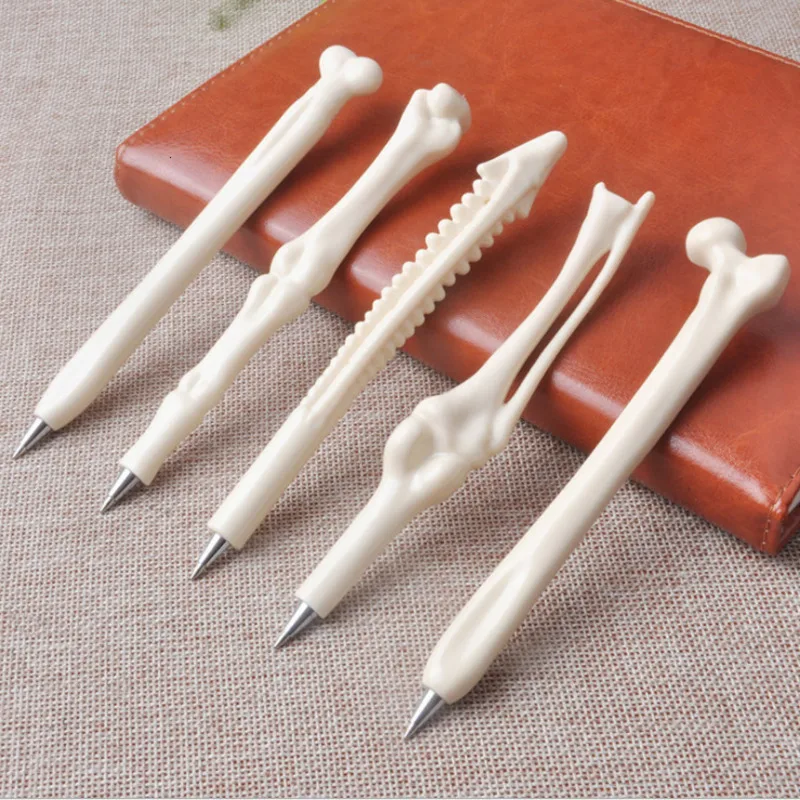 5 Piece Lytwtw\'s Creative Ballpoint Pen Human Bones Funny School Office Supplies Novelty Kids Gift Reward Cute Kawaii Refill