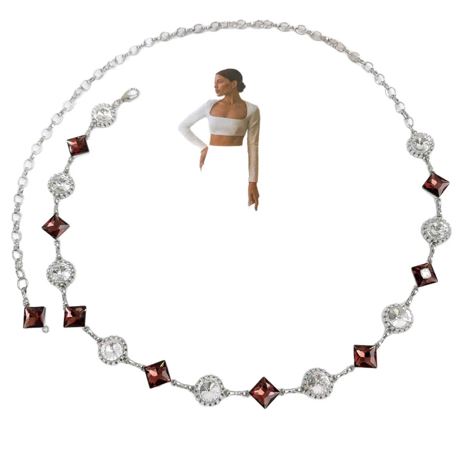 Elegante edelsteen taille ketting met diamanten ingelegde jurk decoratieve damesriem modieuze lente en zomer body chain sieraden