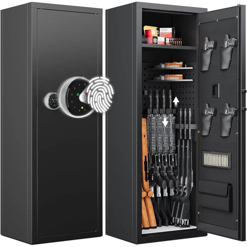 Biometric Rifle & Pistol Safe with Adjustable Shelves, Ideal for AR15 and Home/Hunting Use