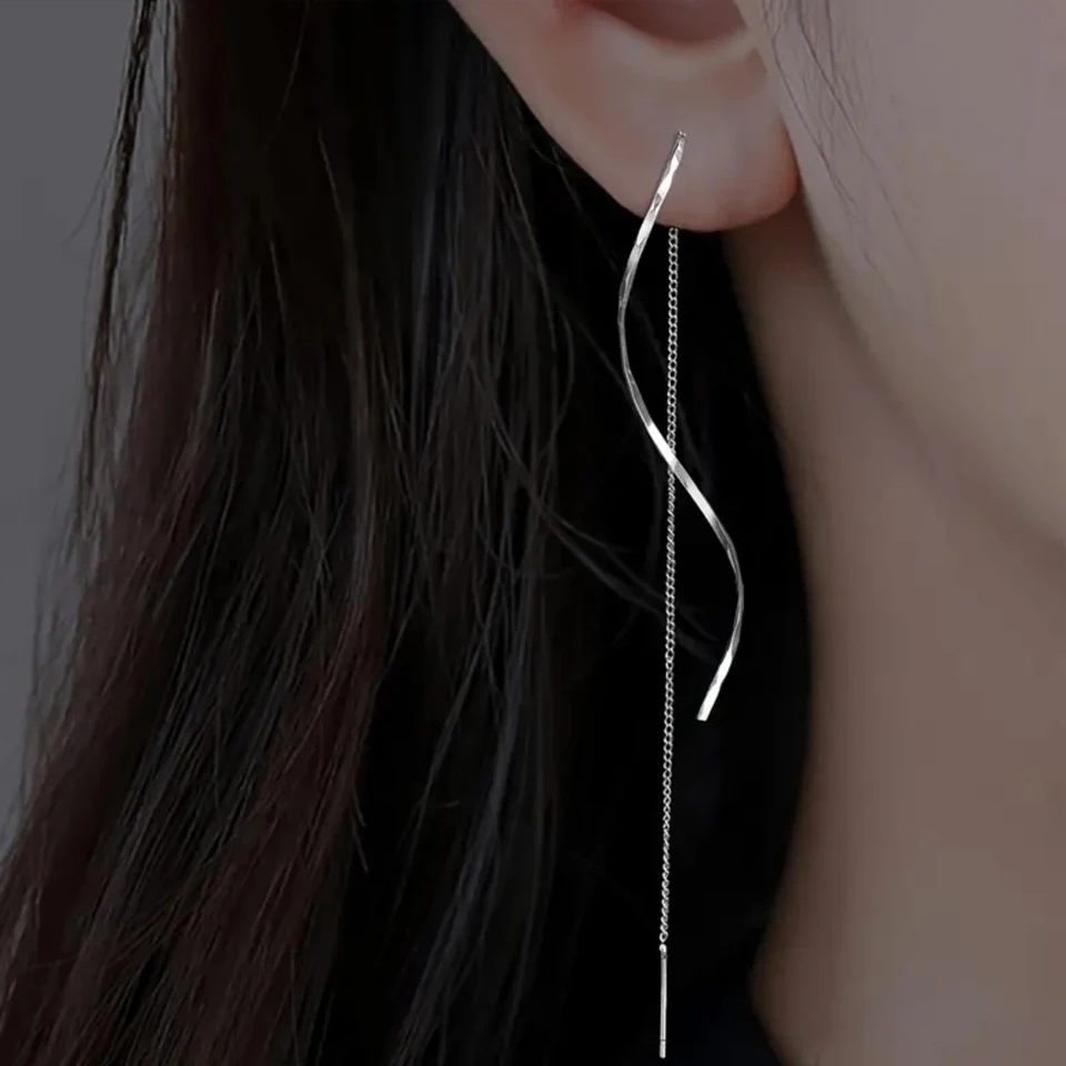 Yupsk Koreanische Mode Lange Quaste Einfädler Ohrringe Für Frauen Einfache Lange Kette Ohrring Party Hochzeit Schmuck Geschenke