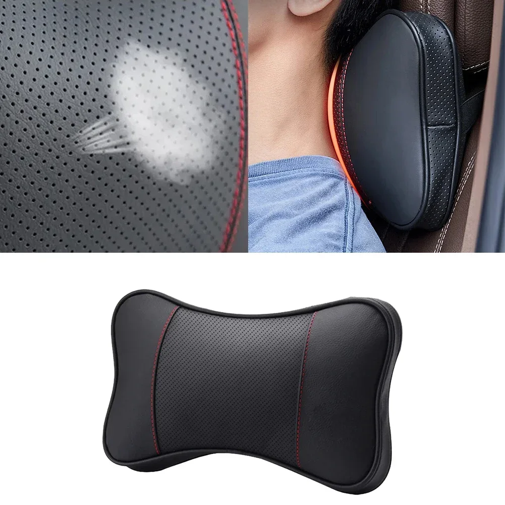 Top Quality Cowhide Car Neck Pillows Headrest Neck Pillow Support Auto Universal