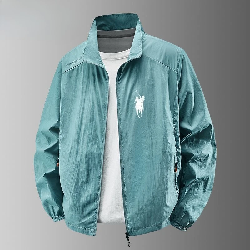 New Ice Silk Quick Drying Sunscreen Clothing Men Summer Thin Stand Collar Coat Breathable Outdoor Sun-protective Clothing Men's