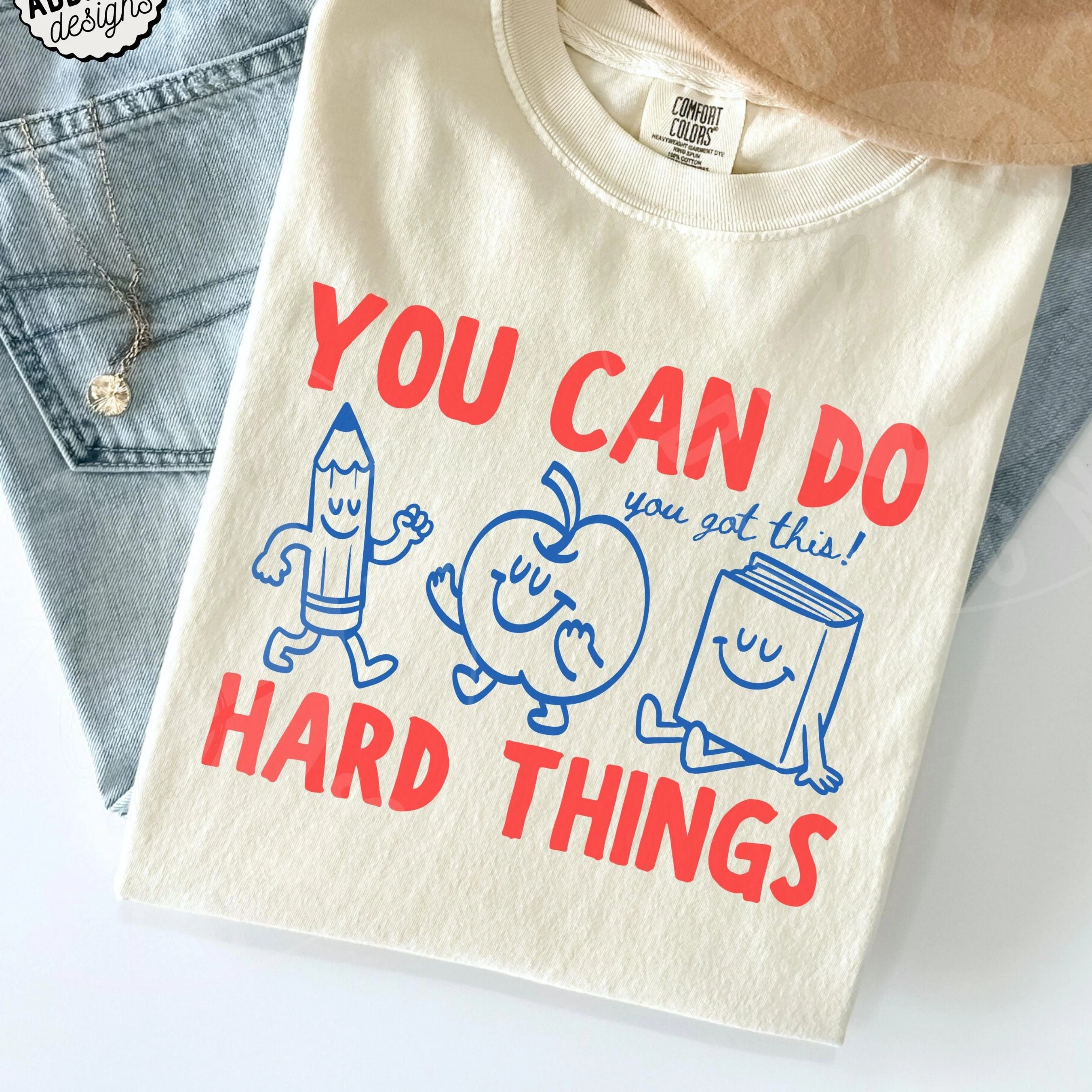 'You Can Do Hard Things' Shirt : Cute Retro Doodles 'You Got This!' Motivational Teacher Tee