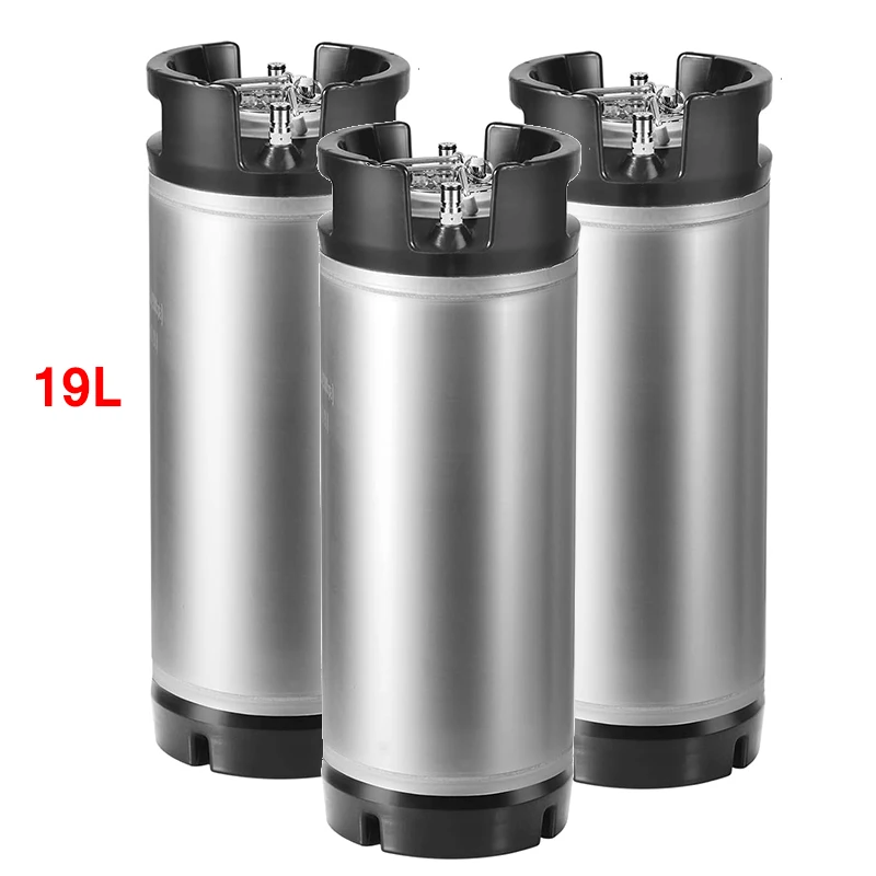 5 Gal Rubber Handle Corney Beer Keg 19L Premium Stainless Steel Homebrew Growler Leak Proof Lid Soda Barrel Home Brew