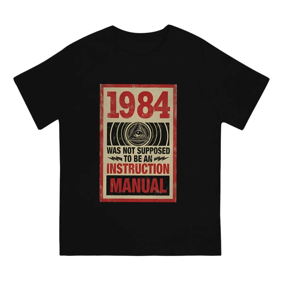 1984 Tyranny T Shirts Men\'s  Cotton Vintage T-Shirt Crewneck George Orwell Tees Short Sleeve Clothing Graphic