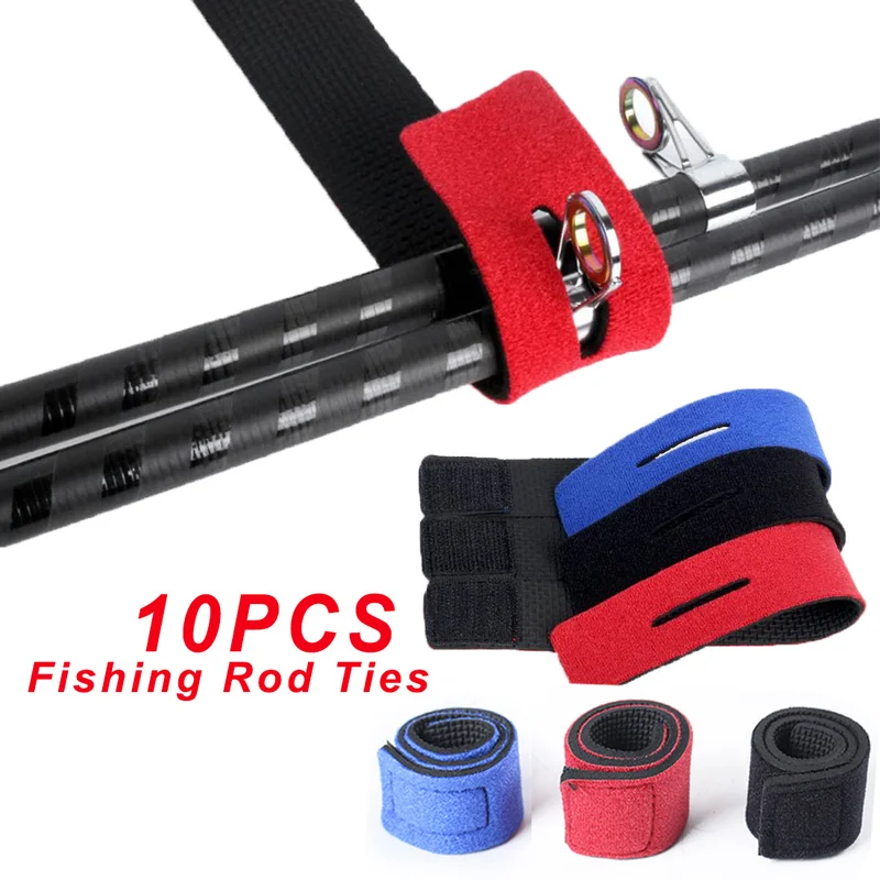 

10pcs Fishing Rod Tie Holder Strap Belt Tackle Elastic Wrap Band Pole Holder Fastener Ties Outdoor Fishing Tools Accessories