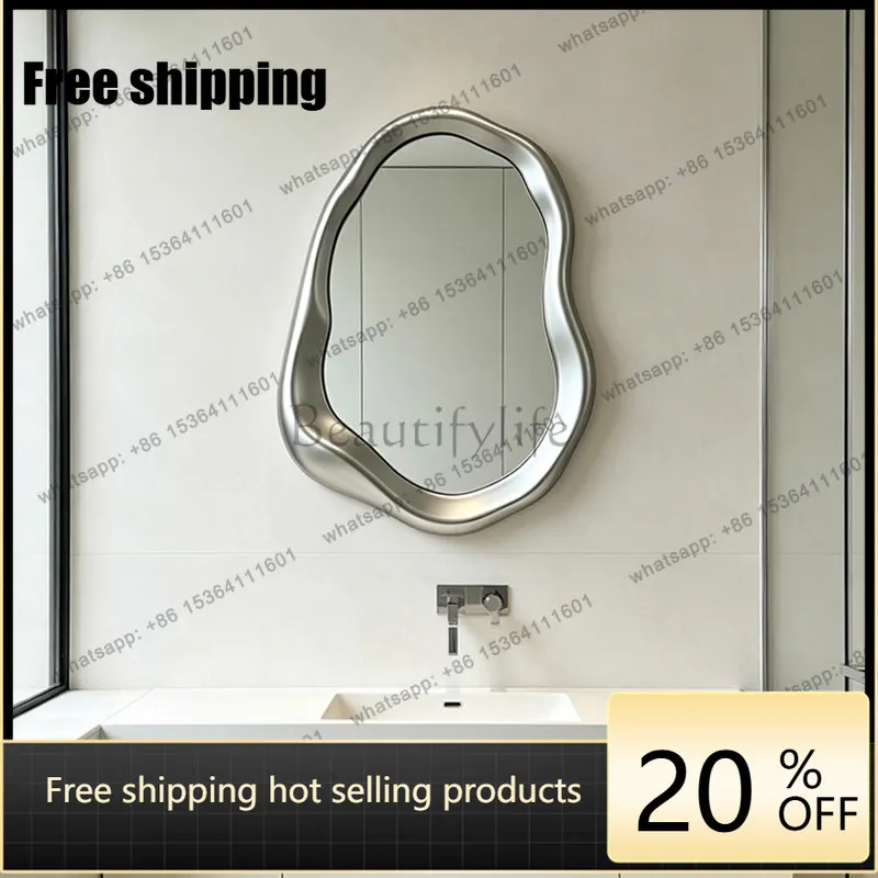 French wabi sabi special-shaped bathroom mirror light luxury home decoration mirror