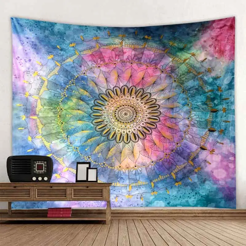 

Indian mandala pattern tapestry aesthetics room decoration wall hanging bohemian style psychedelic hippie home wall decoration