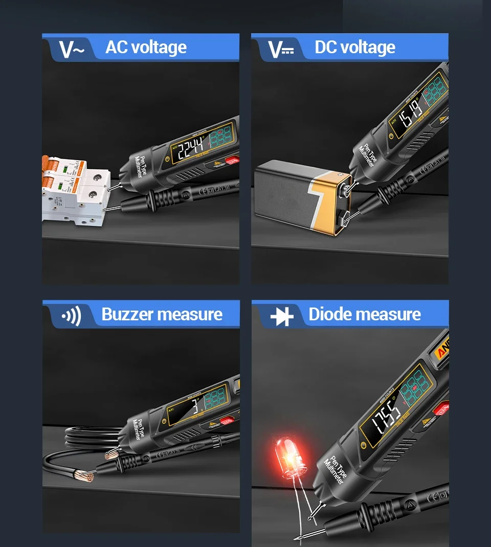 ANENG Digital-Multimeter-Teststift, 4000 Zählungen, AC/DC-Spannung, A3006A, berührungsloser induktiver Strom, Hz-Dioden-Widerstandstester – Detail 8