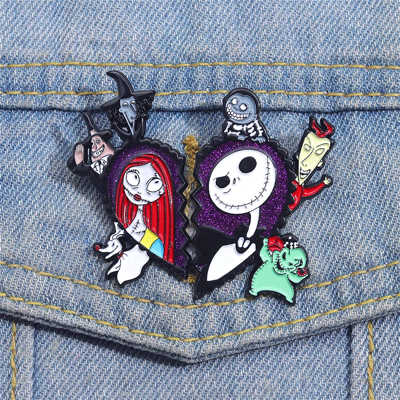 

Anime Nightmare Before Christmas Cartoon Brooch Creative Metal Badge Clothing Accessories Commemorative Peripheral Badge