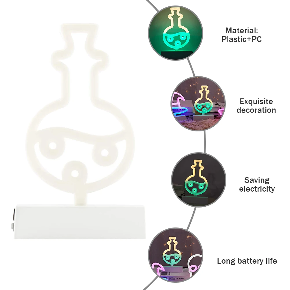 

Halloween Neon Bottle Night Light Lamp Desktop Atmosphere Party LED Shape Plastic Electronic Dual Use USB Saving Eyes