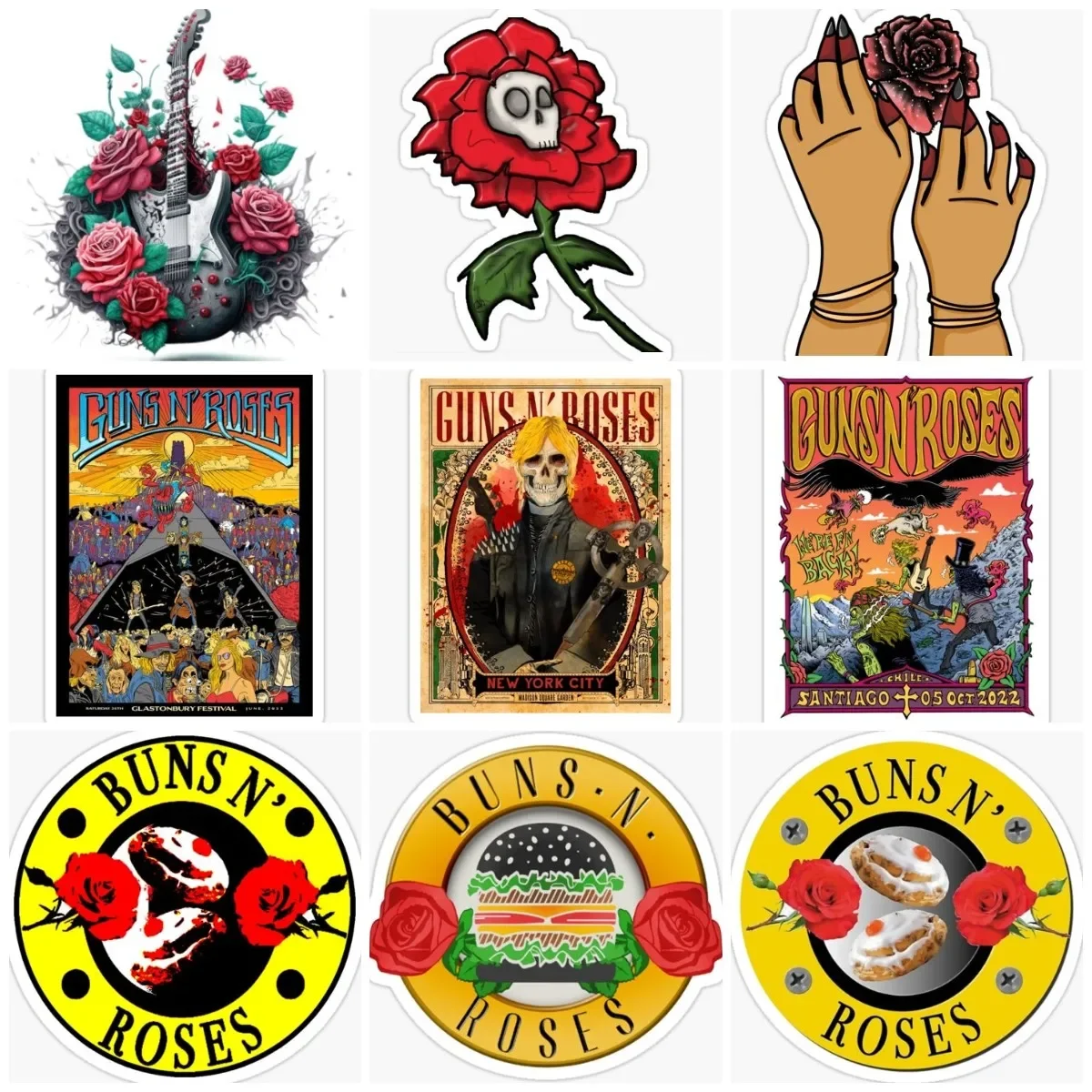 

Guns N Roses Rock Band Creative Sticker Laptop Truck Window Car Moto Bicycle Van Camper Off-road Wall Room Glass Helmet Decal