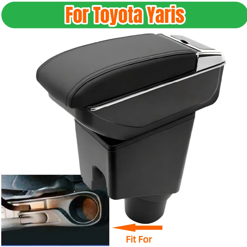 

Подлокотник для Toyota Yaris Sedan 2015-2020, подлокотник, подставка для локтя, ящик для хранения центральной консоли, двухслойный ящик для хранения с подстаканником