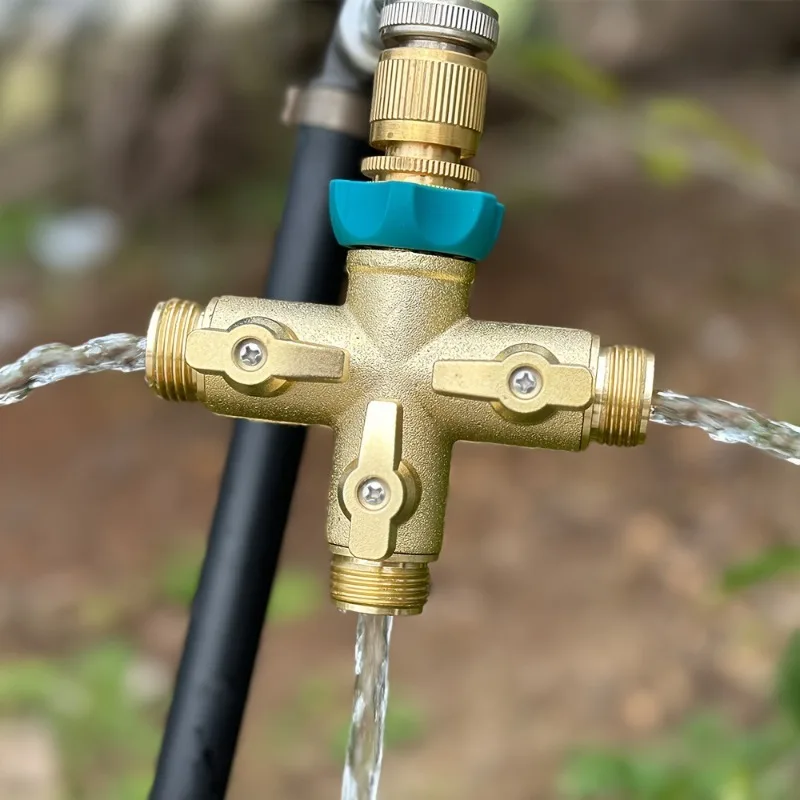 Garden aluminum copper plated three-way ball valve diverter, garden faucet water diverter one-out thirty-shaped connector