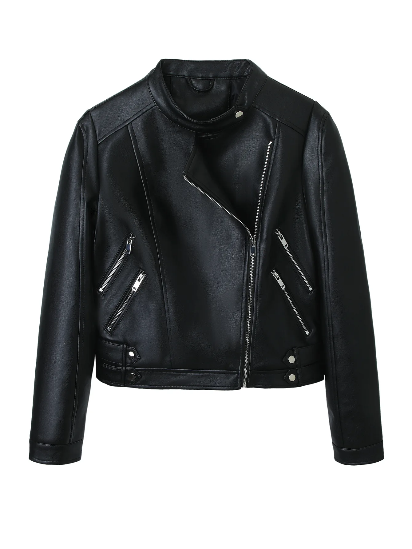 PU-Lederjacke, hochwertiger Damenmantel, modische Straßenmotorrad-Lederjacke, Damenbekleidung mit Reißverschluss