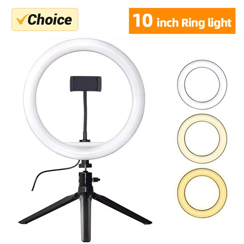 10inch 26cm Selfie Ring Light Photography Fill Lighting Led Ring Lamp for Video Recording Live Broadcast Selfie Led Lamp