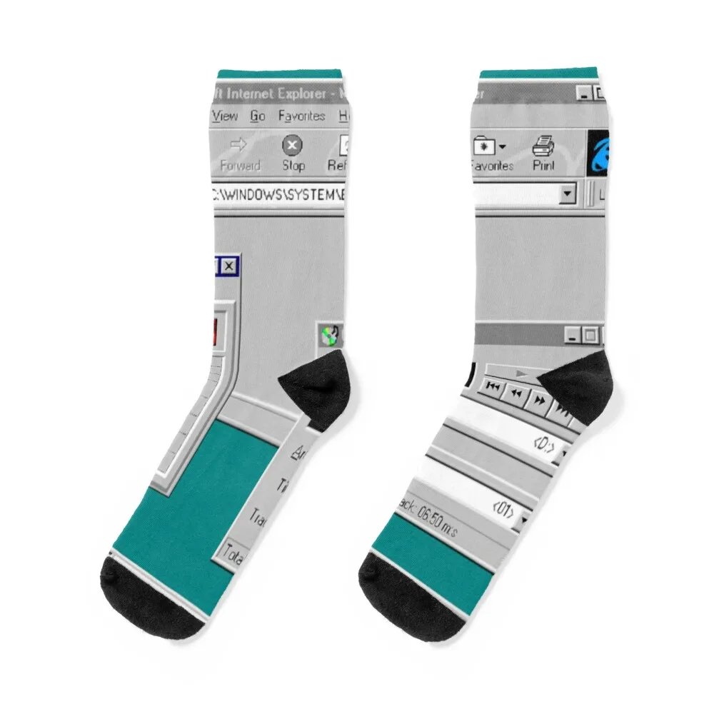 

Windows 95 Desktop Socks crazy cartoon football loose Socks Women's Men's cute gifts floral Soccer Socks For Girls Men's